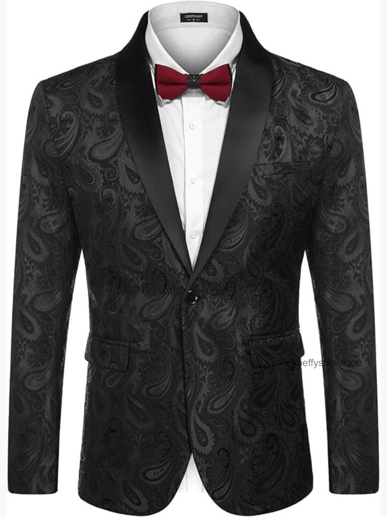 Floral Tuxedo Jacket Shawl Lapel Blazer Prom Wedding Dinner Formal